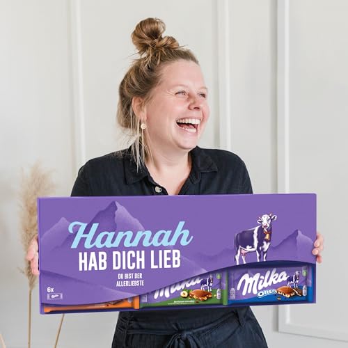 Riesen Milka Schokoladentafel personalisiert mit Botschaft - Geburtstagsgeschenk für Männer und Frauen, personalisierte Geschenke mit Milka Schokoladentafeln (6 Tafeln)