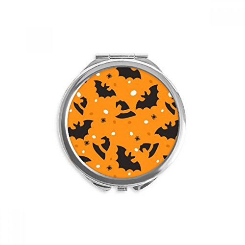 Miroir rond maquillage portable Halloween araignée et chauve-souris de poche multicolore