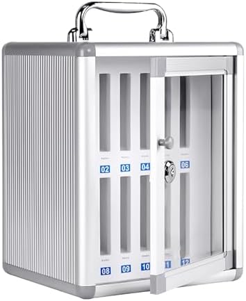 Portable Cell Phone Locker, Wall-Mounted Aluminum Alloy Storage Cabinet, Classroom/Office Cellphone Lock Box for Exams, 36.8x19x61cm (14x7x24in)