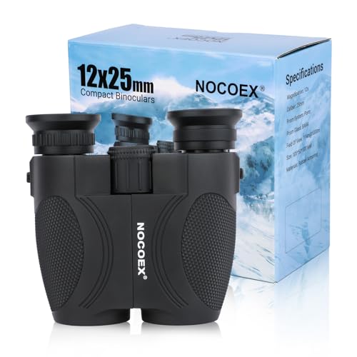 NOCOEX 12X25 Binoculars for Kids Folding Pocket Compact Binoculars for Adults Waterproof Lightweight Travel Mini Telescope HD BAK4 Optical Lenses Easy to Focus for Hunting Bird Watching Playing
