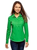 camisa verde mujer combinar Elegante y versátil camisa con bolsillos de parche e inusual cierre de botones, que llega solo hasta la zona del pecho