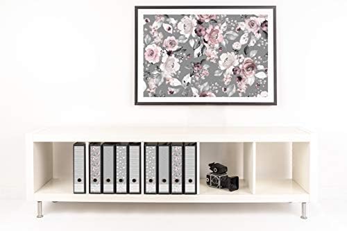 codiarts. Set of 9 wide folder labels, floral mix, grey, ideal for kitchen and recipes, self-adhesive (folder spine sticker sticker)