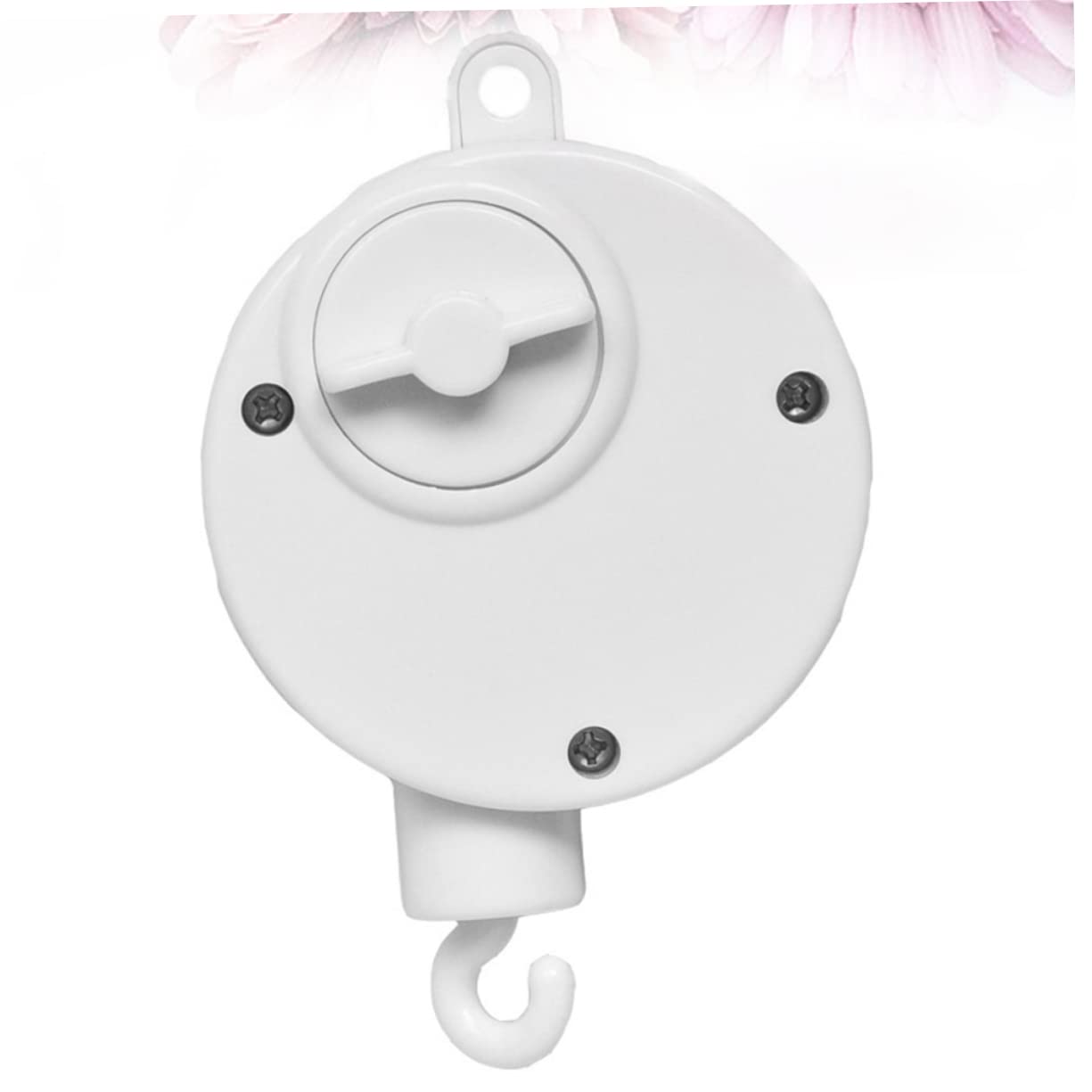 PERSELOSO 1Pc Music Box with Wind Up Rattle Crib Holder Arm Bracket Educational Musical Bell for Soothing Sounds for Sleep White Color