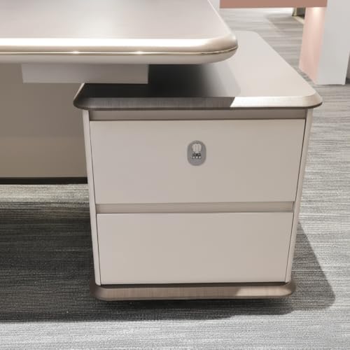 Image of Lakdi The Furniture Co Luxury L-Shape Director Table for CEO Cabin and Premium Executive Office Desk with Walnut Finish - Soft-Edge Design & Integrated Side Storage Unit - LDL-765
