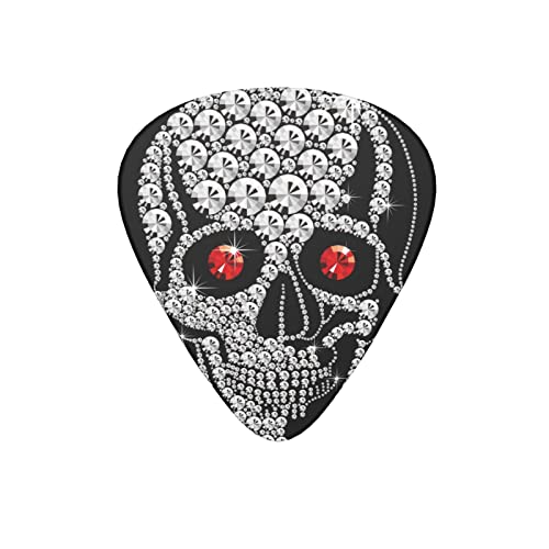 Lot de 12 médiators pour guitare électrique, basse acoustique, motif tête de mort et diamant, noir - Les Beatles, Paul McCartney, John Lennon, RIngo Starr, George Harrison Lot de 12 médiators pour guitare électrique, basse acoustique, motif tête de mort et diamant, noir
