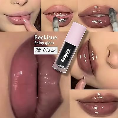 Translucent Black Lip Gloss, Clear/Cherry/Sugar Lip Oil, Plumping Hydrating Mirror Highlight Gloss - Moisturizing Long Lasting & Non-Sticky Vegan Makeup (3Pcs)
