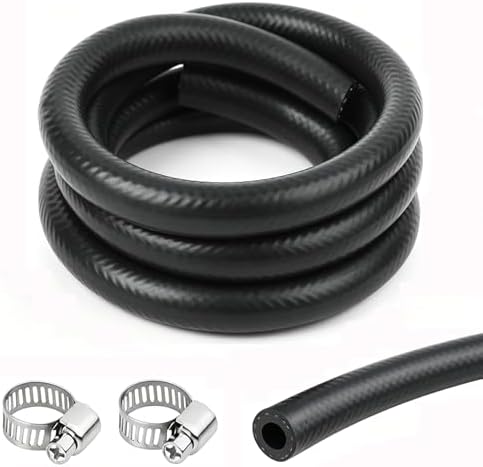 Ø 10 mm Benzinschlauch Kit, 1 Meter Kraftstoffschlauch Ölschlauch Dieselschlauch mit 2 Stücke Schlauchschellen für Auto Motorrad Roller Traktor, Kleine Motoren