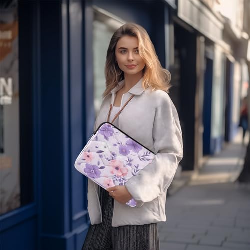 Funda para Laptop 13-14 pulgadas con flores rosa y morado miniatura 7