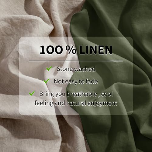 Image of LBRO2M 100% French Pure Linen Sheet Set 4Pcs, 16 inch Deep Pocket Queen Size