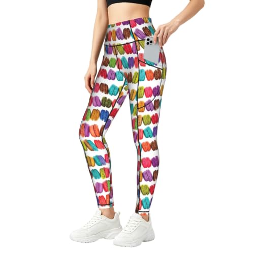 Pantalones de yoga opacos fitness correr informal mallas con estampado de pasteles