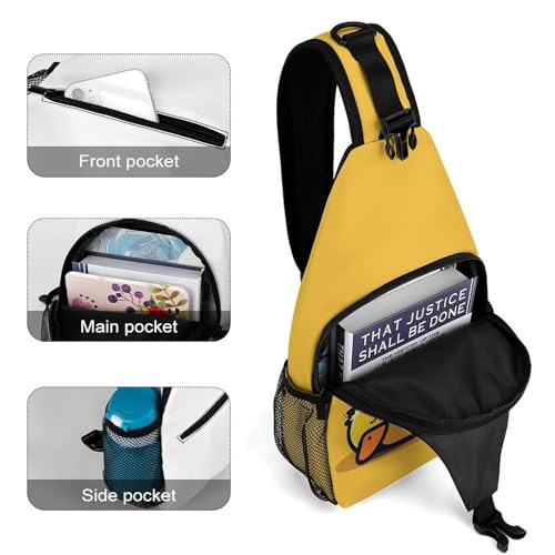 Fashion Chest Pack, Unisex Daily Travel Shoulder Bag, Small Cross Body Sling Bag Cute Lazy Duck Yellow4