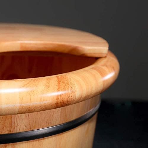Wooden Foot Bath Barrel Feet Spa Bucket Foot Relaxing Bucket with Cover�?Spa Soaking (Color : B, Size : Height25cm)