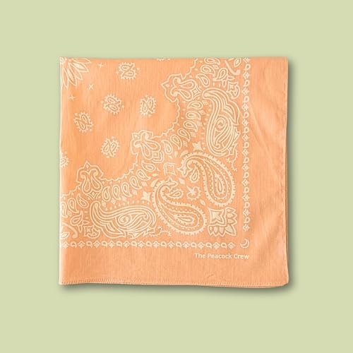 The Peacock Crew Peach Bandana for Men and Women in Premium Soft Cotton Paisley Scarf Gift Kraft Pack
