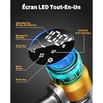 60KPA/600W Aspirateur Balai sans Fil, 75 Minutes Autonomie Aspirateur sans Fil Puissant avec Recharge Murale Écran Intelligent, aspirateur balai puissant pour Les Poils d'animaux/Tapis/Sols Durs