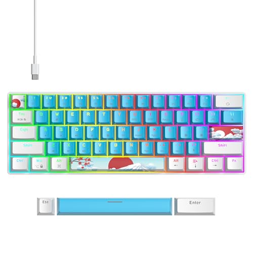 Image of 60 Percent Gaming Keyboard Portable Wired Mechanical Keyboard Ultra Compact Keyboard RGB Backlit Red Switch for Windows PC Laptop Gamers(61 Blue)