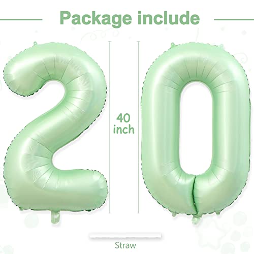 20 Balloon Number, 40 Inch Light Green Foil Balloons Giant Jumbo Helium Number 20 Balloons For Boys Girls 20Th Birthday Decorations Anniversary Events Party Decorations(Light Green) #TOP2