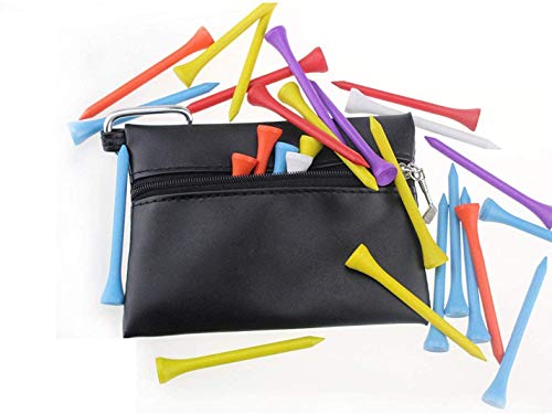 Kofull Golf Tee/Ball Holder Pouch Bag Pu Zipper With Metal Clip Golf Gifts Golf Accessories For Men (Free 12Pcs Golf Wood Tees) #TOP6