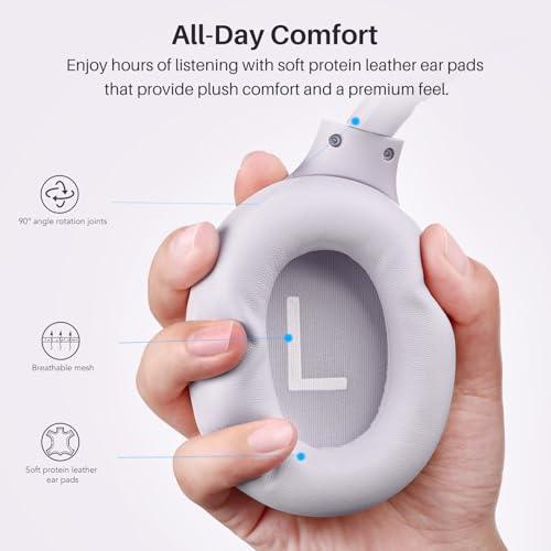 Image of TOZO HT3 Hybrid Noise Cancelling Headphones, 90H Battery Life Wireless Over Ear Bluetooth 6.0 Foldable Headset, AI Voice Assistant with 5 Mics, Connect 2 Devices & Hi-Res Sound, 32 Audio EQ, with Case