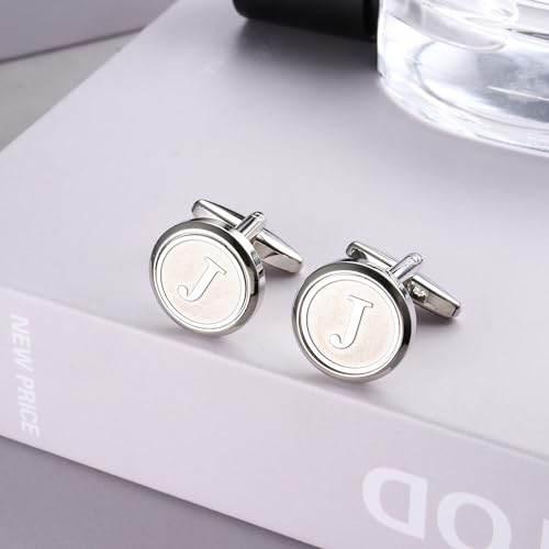 Image of LOYALLOOK Initial Gold Cufflinks for Men Gold Cuff Links Personalized Copper CuffLinks Letter Cufflinks Gift for Groom Husband Father