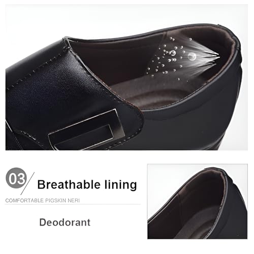 Mokcoliy]【Business Oxford Shoes Men's Pointed Toe Dress Shoes with Breathable PU Upper, Formal Office Shoes for Business Trips, Non-Slip Comfortable Footwear for Weddings & Casual Events Black4