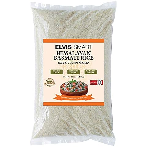 Elvissmart Premium White Basmati Extra Long-Grain Aromatic Rice Variety, Fluffy & Quick Cooking, 10 Pound Bag Cover