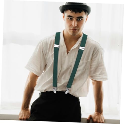KESYOO Bow Tie and Suspenders Set for Boys Adjustable Green Suspenders Clip-on Bow Tie for Tuxedos Dress Pants and Special Occasions3