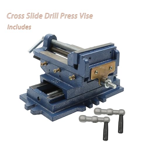 kimllier Cross Slide Drill Press Vise 2 Way X-Y Heavy Duty Clamp Machine Cast Iron Drill Press X-Y Compound Vise - 5 Inch Blue