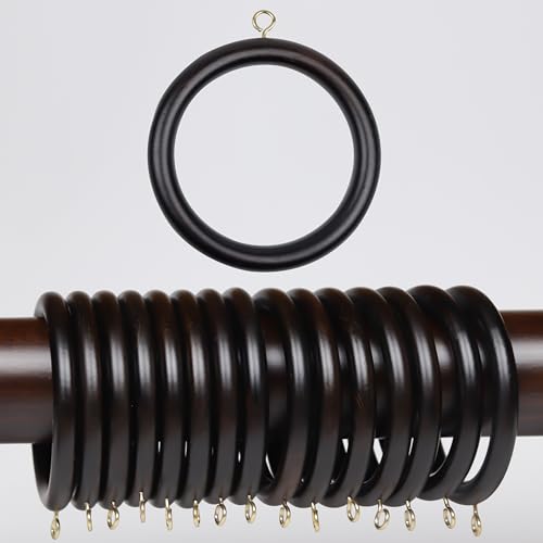 50 Pack Wooden Curtain Ring, Wood Drapery Ring, Drapes Curtain Rod, Shower Curtain Rings, 2.7 Inner Diameter, Fits up to 2 inch, Curtain Rod Ring, Black Curtain Rings,Pinch Pleat Curtain Hooks