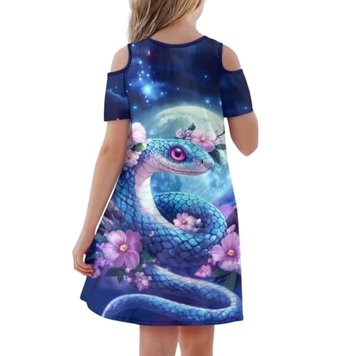 Uourmeti Girls Short Sleeve Summer Dresses with Pockets Cold Shoulder Midi Dress2