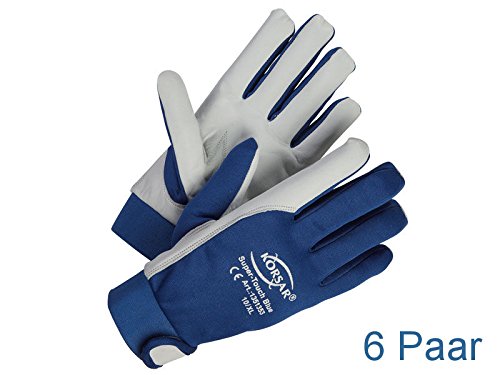 Korsar Super-Touch - Guantes mecánicos (6 pares, tamaño 10, talla XL, piel)