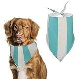 Hundehalstuch, Dreieckstuch für Katzen und Hunde, gestreift, Blaugrün und Weiß