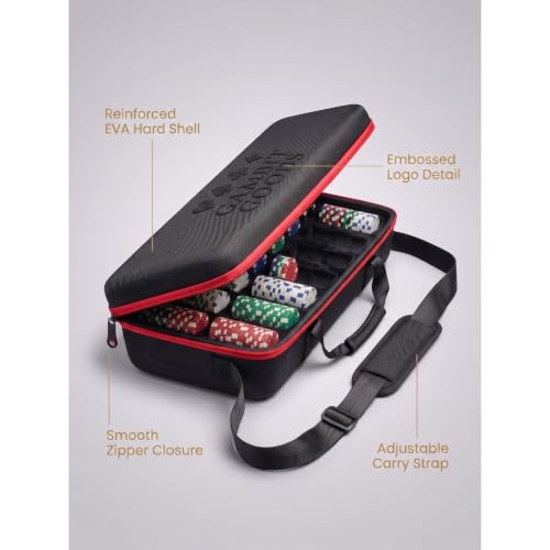 Image of Adult Casino Style 500 Chips /Pcs Poker Chips Set with A Unbreakable Aluminum Finish Case, 2 Decks of Card Game, 5 Dice, 1 Dealer Button for Kids(Classic Multiplayer Game)