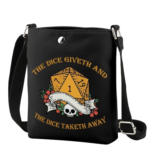 TSOTMO Game Gift The Dice Giveth and The Dice Taketh Away DM Crossbody Bag of Holding Zipper Pouch Dice Bag