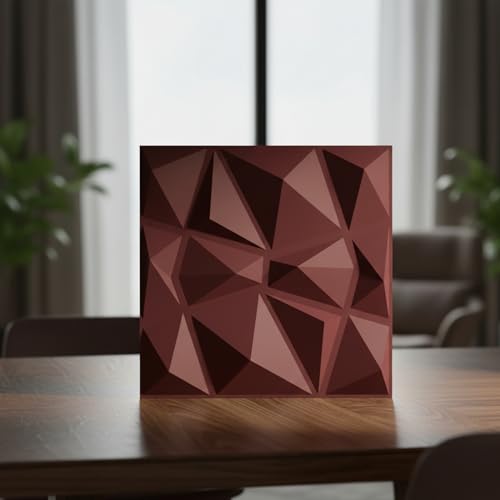 Image of Kayra Decor PVC Panel for Wall - USA Certified SGS Approved PVC Diamond Design, Ruby Rose Color 19.7 inch X 19.7 inch (Pack of 12) - Covers 32.34 Sq. Ft.