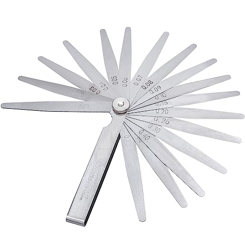 Mesee Edelstahl Fühlerlehre Set 17 Klingen Hochpräziser -Fühlerlehre 0 02-1 00mm Gap Breite Messwerkzeug für Ventilstoessel Zuendkerze Luecken Kolbenringen Bremsbaendern