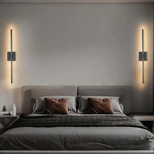 Image of LED Wall Sconces with Remote Control, Dimmable Wall Sconces Set of Two, 5 Colors 3000K-6500K & Dimmable, Hardwire Wall Light with Timer & Night Light, LED Black Wall Lamps for Living Room, Bedroom