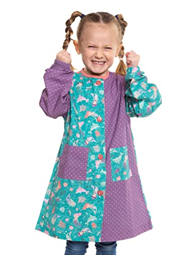 Ardeco's - Bata baby escolar colegio con botones estampado Sirenas (8 años) Cover