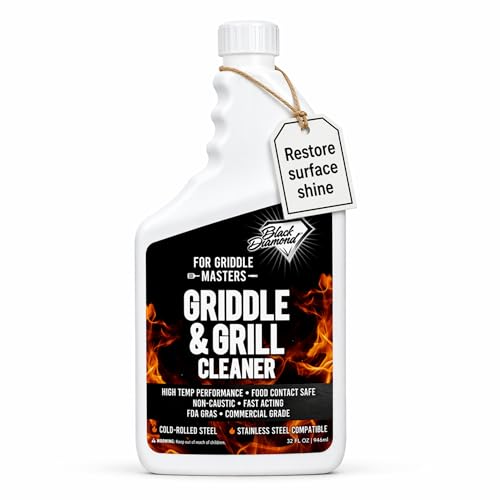Black Diamond Stoneworks Griddle & Grill Cleaner Flat Top Griddle Cleaner Non-Caustic Food-Contact Safe Unscented Residue-Free Stainless & Cold-Rolled Steel 32 fl oz (32)