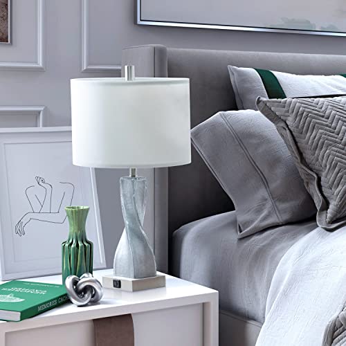 Dungoo Set Of 2 Silver Twist Crackle Mercury Glass Table Lamps With Usb & Type-C Port, 22" Bedside Table Lamps For Bedroom Living Room Modern Table Lamp Gift #TOP5
