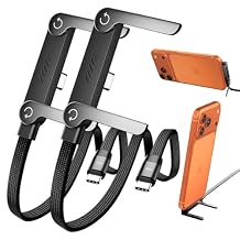 Feitenn 240W Braided Fast Charge Cable with Built-in Phone Stand Invisible, 2026 Foldable USB-C Cord 90 Degree Right Angle Multi-Functional Charger Cord 5 FT, Type-C to Type-C, Black, 2PCS