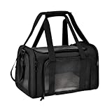 Tragetasche, seitlich belüftet, Rucksackträger, von der Fluggesellschaft zugelassener Transport, kompatibel for kleine Ausreisende(Black,M (40x25x25))