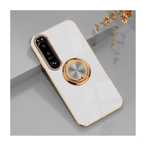 Xperia 1 VIII Xperia 10 VIII�p�̃P�[�X TPU+PC�f�ޏՌ��z�� �X�^���h�@�\�t�� �w�ʃJ�o�[ CASE �����K���X�t��(�z���C�g)