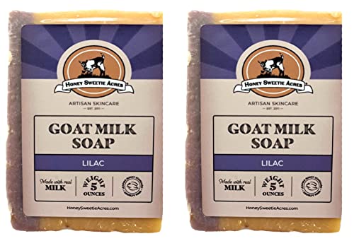 Honey Sweetie Acres Premium Handcrafted Artisan Goat Milk Soap - FEELS SO WONDERFUL on your skin that 4 out of 5 customers come back! (Lilac (2-pack))