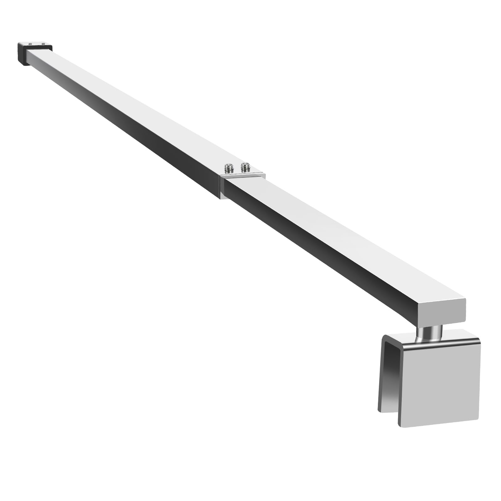 SVNR Barra de soporte telescópica ajustable de acero inoxidable para mampara de ducha, 700 mm-1200 mm, grosor de cristal de 6 a 10 mm (cuadrado plateado)