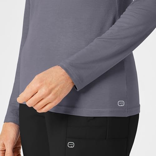 WonderWink Women's Scrubs Silky Long Sleeve Viscose Rayon Tee, Pewter, XX-Large - Thumbnail 6