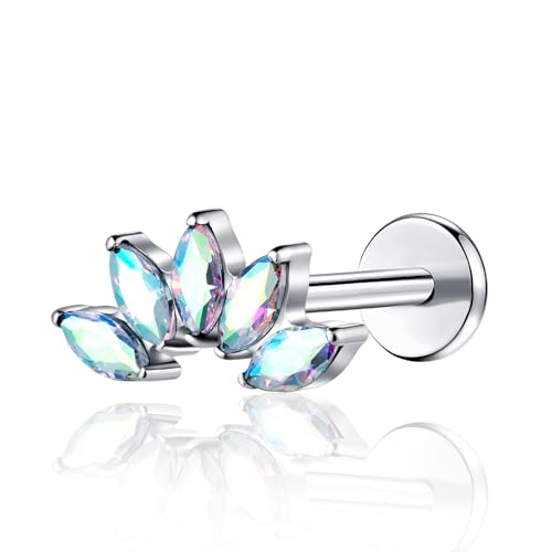 BelezaDosas G23 Titanium Labret Studs Threadless Push-in Labret CZ Press Fit 16G 6mm 8mm Lip Cluster Tragus Helix Medusa Cartilage Monroe Push Back Earring Piercing Jewelry for Men Women (Max Clear) by BelezaDosas - Used condition - US$10.07