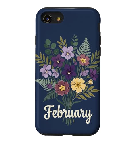 February Birth Flower Violet & Primrose Floral Birthday �X�}�z�P�[�X iPhone SE (2020) / 7 / 8 �p