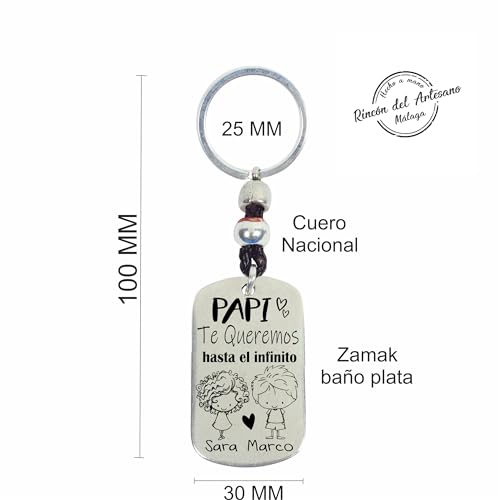 Miniatura 2 de Llavero Día Del Padre Con Nombres Personalizados - 1, 2 O 3 Niños Grabados - Fabricado En Zamak Baño Plata - Regalo Papá. 2 Niñ S