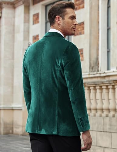 Image of COOFANDY Men's Velvet Blazer Notched Lapel Velour Suit Jacket One Button Tuxedo Jackets for Wedding Prom Party Dinner