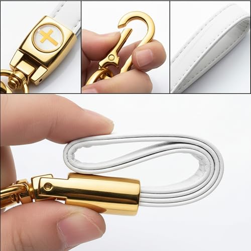 Image of Christian Cross Leather Keychain for Men - Christian Gift for Dad Husband Son
